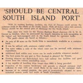  'Should Be Central South Island Port' / Plenty of Land Handy / All Information Available For Committee
