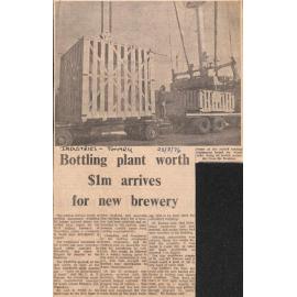 Bottling plant worth $1m arrives for new brewery