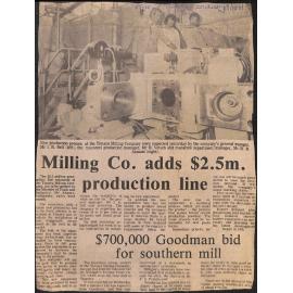 Milling Co added $2.5m production line / $700,000 Goodman bid for southern mill