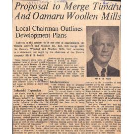 Proposal to Merge Timaru and Oamaru Woollen Mills: Local Chairman Outline Development Plans