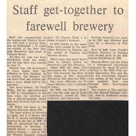 Staff get-together to farewell brewery