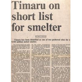 Timaru on short list for smelter