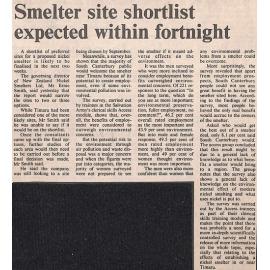 Smelter site shortlist expected within fortnight