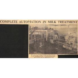 Complete Automation In Milk Treatment / Agriculture Minister To Open NZ's Most Modern Plant
