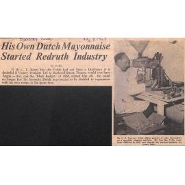 His Own Dutch Mayonnaise Started Redruth Industry