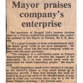 Mayor praises company's enterprise