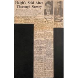 Haigh's Sold After Thorough Survey / Spectacular Record Of Growth