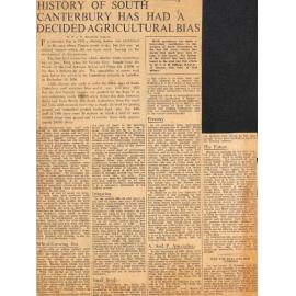 History of South Canterbury has had a decided agricultural bias