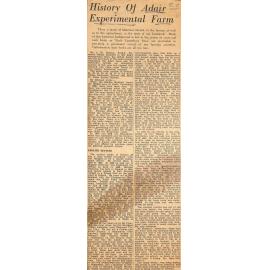 History Of Adair Experimental Farm