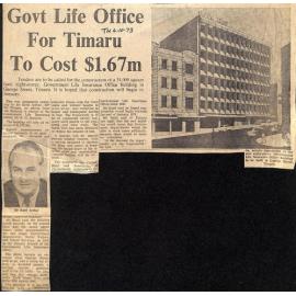Govt Life Office For Timaru To Cost $1.67m