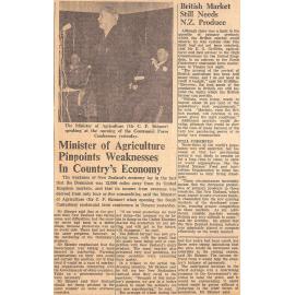 Ministry of Agriculture Pinpoints Weaknesses In Country's Economy / British Market Still Needs NZ Produce