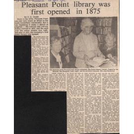 Pleasant Point library was first opened in 1875