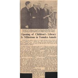 Opening of Children's Library Is Milestone in Temuka Annals