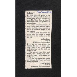 Letters to the editor: Library