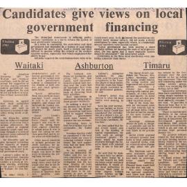 Candidates give views on local government financing