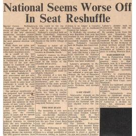 National Seems Worse Off In Seat Reshuffle
