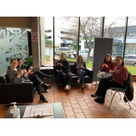 Council staff knitting