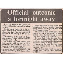 Official outcome a fortnight away