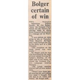 Bolger certain of win
