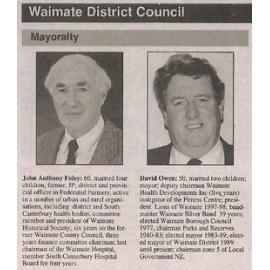 Waimate District Council candidates 1998 local authority elections