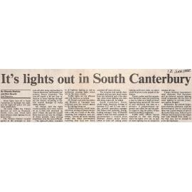 It's lights out in South Canterbury