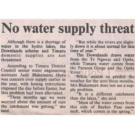 No water supply threat