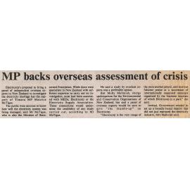 MP backs overseas assessment of crisis