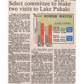 Select committee to make two visits to Lake Pukaki