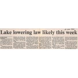 Lake lowering law likely this week