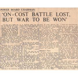 Power Board Chairman: 'On-cost Battle Lost, But War To Be Won'