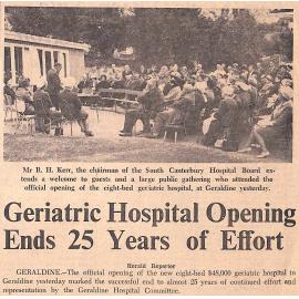 Geriatric Hospital Opening Ends 25 Years of Effort