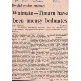 Hospital services centenary: Waimate-Timaru have been uneasy bedmates