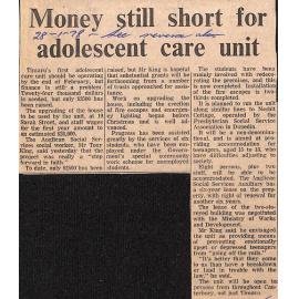 Money still short for adolescent care unit