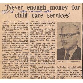  'Never enough money for child care services'