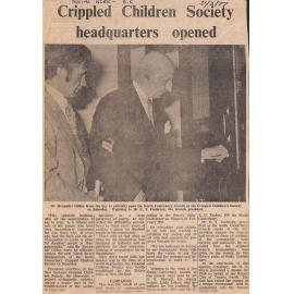 Crippled Children Society headquarters opened