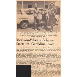 Meals-on-Wheels Scheme Starts in Geraldine Area
