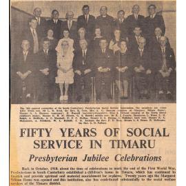 Fifty Years of Social Service in Timaru: Presbyterian Jubilee Celebrations