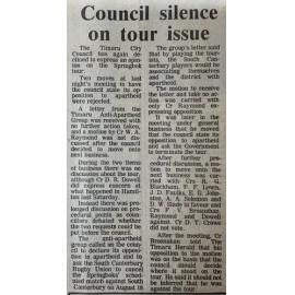 Council silence on tour issue
