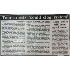 Tour arrests 'could clog system' / Local police will cope, says Lambert