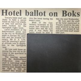 Hotel ballot on Boks