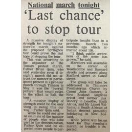 National march tonight: 'Last chance' to stop tour