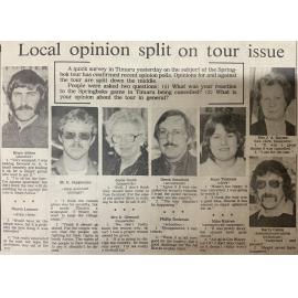 Local opinion split on tour issue