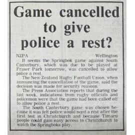 Game cancelled to give police a rest?