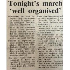 Tonight's march 'well organised'