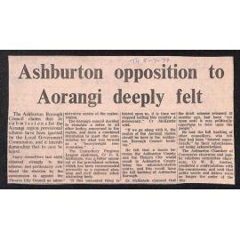 Ashburton opposition to Aorangi deeply felt