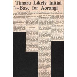 Timaru Likely Initial Base for Aorangi