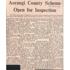 Aorangi County Scheme Open for Inspection