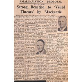 Amalgamation Proposal: Strong Reaction to 'Veiled Threats' by Mackenzie