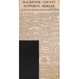 Mackenzie County Supports Merger