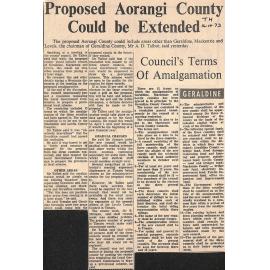 Proposed Aorangi County Could be Extended / Council's Terms Of Amalgamation